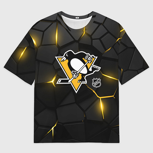 Мужская футболка оверсайз Питтсбург Пингвинз - плиты с подсветкой / 3D-принт – фото 1