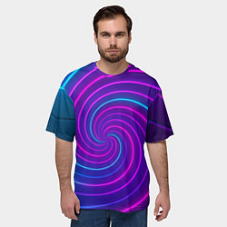 Футболка оверсайз мужская Сине-фиолетовая спираль, цвет: 3D-принт — фото 2