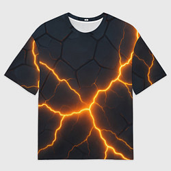 Футболка оверсайз мужская Молнии и черные плиты, цвет: 3D-принт