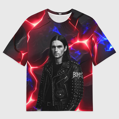 Мужская футболка оверсайз Bones в косухе / 3D-принт – фото 1