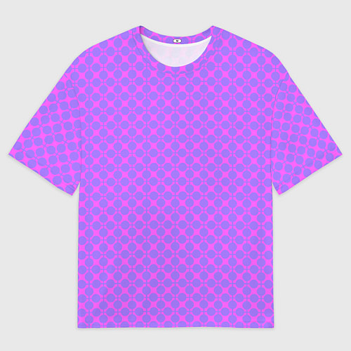 Мужская футболка оверсайз Розовый сиреневый узор в клетку и горох / 3D-принт – фото 1