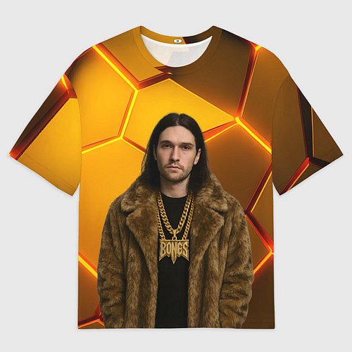Мужская футболка оверсайз Bones с цепью в шубе / 3D-принт – фото 1