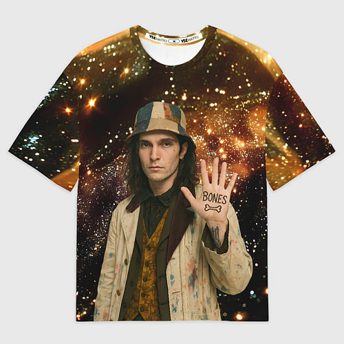 Мужская футболка оверсайз Bones в панаме / 3D-принт – фото 1