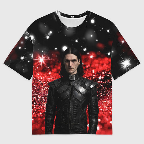 Мужская футболка оверсайз Bones в кожаной куртке / 3D-принт – фото 1