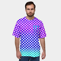 Футболка оверсайз мужская Monster шахматная клетка градиент, цвет: 3D-принт — фото 2