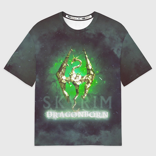 Мужская футболка оверсайз Skyrim gold logo Dragonborn / 3D-принт – фото 1