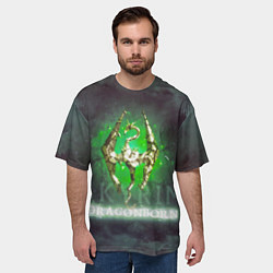 Футболка оверсайз мужская Skyrim gold logo Dragonborn, цвет: 3D-принт — фото 2