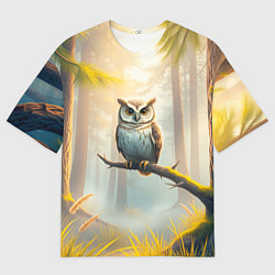 Футболка оверсайз мужская Сова в мрачном лесу, цвет: 3D-принт