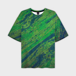 Футболка оверсайз мужская Абстракция - green paint strokes, цвет: 3D-принт