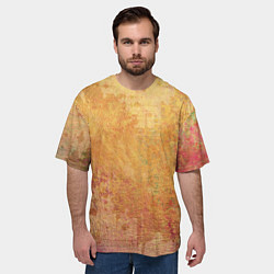 Футболка оверсайз мужская Абстракция - red and yellow spots, цвет: 3D-принт — фото 2
