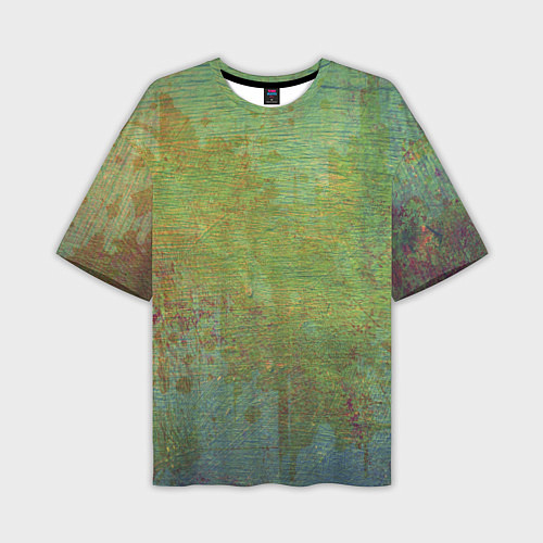 Мужская футболка оверсайз Абстракция - green oil stain / 3D-принт – фото 1
