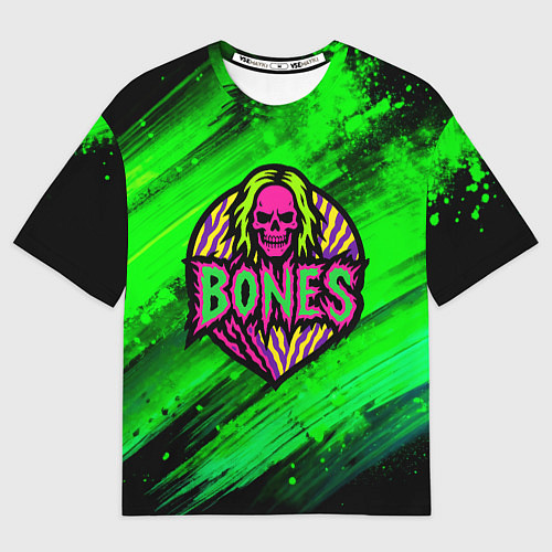 Мужская футболка оверсайз Bones лого с черепом / 3D-принт – фото 1