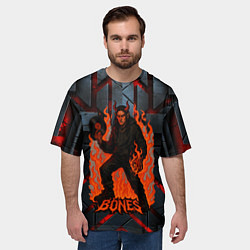 Футболка оверсайз мужская Bones в стиле дьявола с пластинкой, цвет: 3D-принт — фото 2