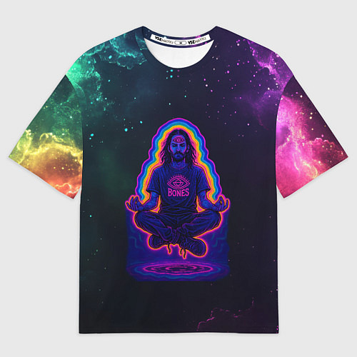Мужская футболка оверсайз Bones медитация в космосе / 3D-принт – фото 1