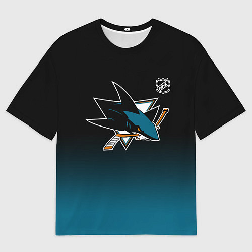 Мужская футболка оверсайз Сан Хосе Шаркс - градиент / 3D-принт – фото 1