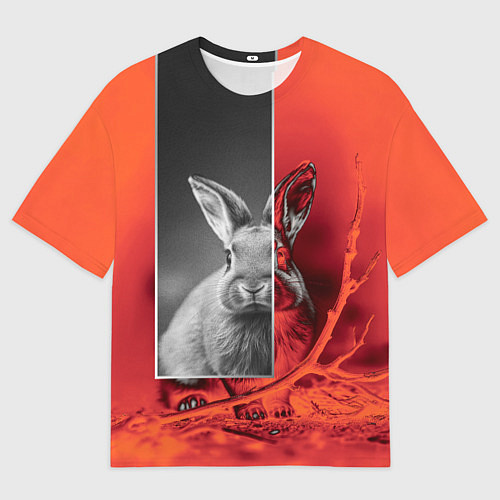 Мужская футболка оверсайз Хмурый кролик / 3D-принт – фото 1