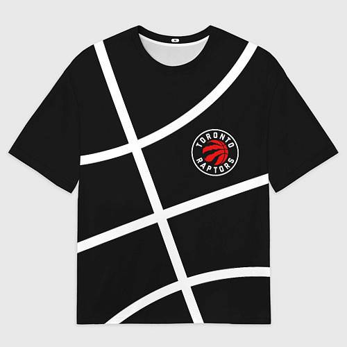 Мужская футболка оверсайз Торонто Рэпторс - текстура мяча / 3D-принт – фото 1
