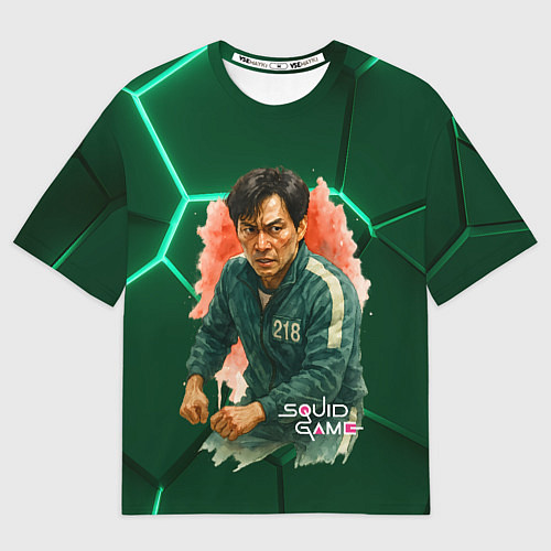 Мужская футболка оверсайз Игрок 218 - Игра в кальмара / 3D-принт – фото 1