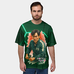 Футболка оверсайз мужская Игрок 218 - Игра в кальмара, цвет: 3D-принт — фото 2