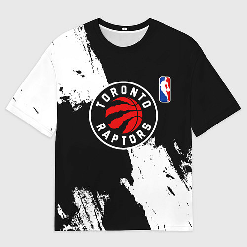 Мужская футболка оверсайз Торонто Рэпторс - черно белые брызги / 3D-принт – фото 1
