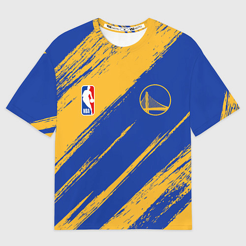 Мужская футболка оверсайз Голден Стэйт Уорриорз - желто синие / 3D-принт – фото 1