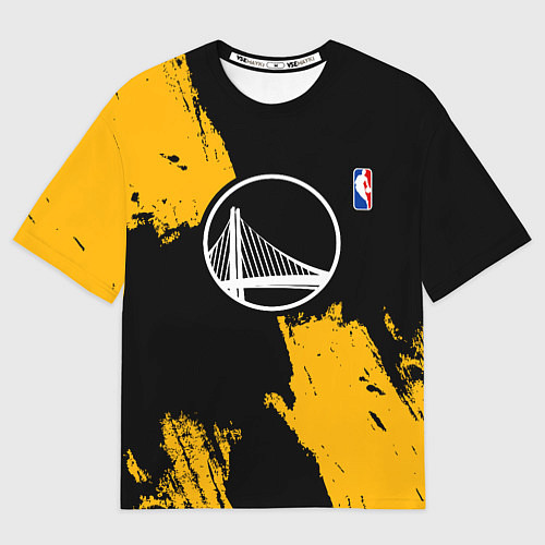 Мужская футболка оверсайз Голден Стэйт Уорриорз - брызги желтой краски / 3D-принт – фото 1