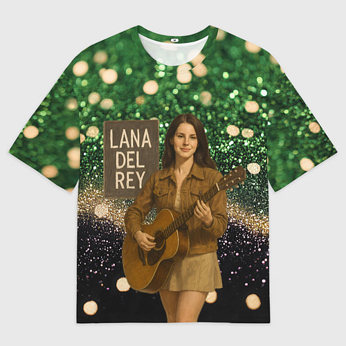Мужская футболка оверсайз Lana Del Rey играет на гитаре / 3D-принт – фото 1