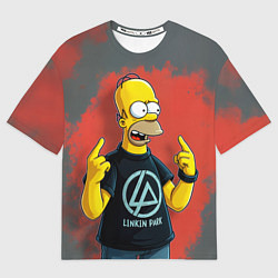Футболка оверсайз мужская Гомер в футболке Linkin Park, цвет: 3D-принт