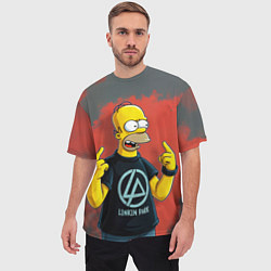 Футболка оверсайз мужская Гомер в футболке Linkin Park, цвет: 3D-принт — фото 2