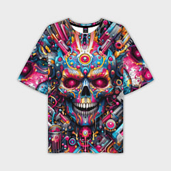 Мужская футболка оверсайз Art cyber skull - ai art fantasy