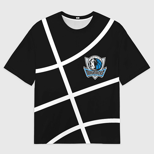 Мужская футболка оверсайз Даллас Маверикс - текстура черного мяча / 3D-принт – фото 1