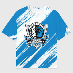 Футболка оверсайз мужская Даллас Маверикс - белый и синий, цвет: 3D-принт