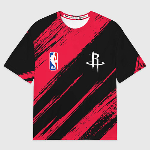 Мужская футболка оверсайз Хьюстон Рокетс - цвета команды / 3D-принт – фото 1