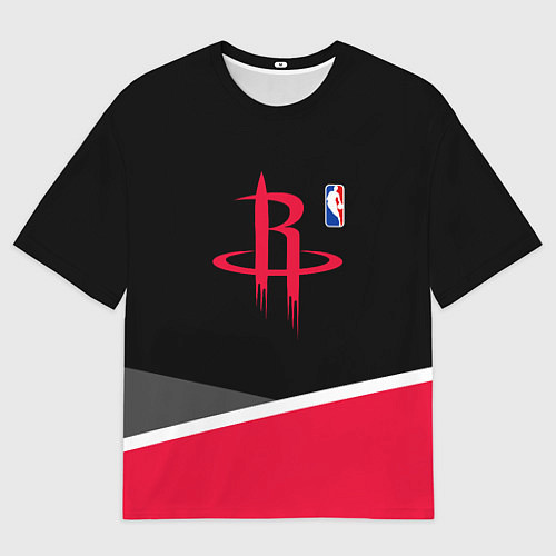 Мужская футболка оверсайз Хьюстон Рокетс - линии / 3D-принт – фото 1