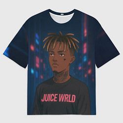Мужская футболка оверсайз Juice WRLD - Неоновый аниме арт