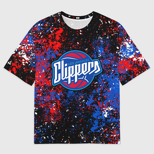 Мужская футболка оверсайз Клипперс - цветовой хаос / 3D-принт – фото 1