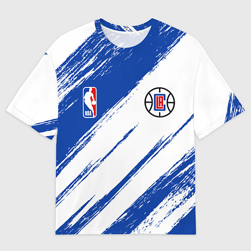 Мужская футболка оверсайз Клипперс - синяя краска / 3D-принт – фото 1