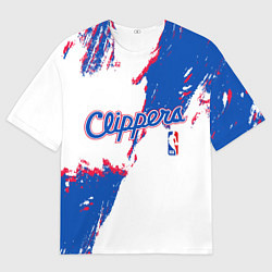 Футболка оверсайз мужская Клипперс - разлитая краска, цвет: 3D-принт