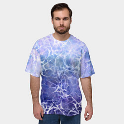 Футболка оверсайз мужская Абстракция - white web on blue background, цвет: 3D-принт — фото 2
