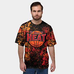 Футболка оверсайз мужская Майами Хит - цветовой хаос, цвет: 3D-принт — фото 2