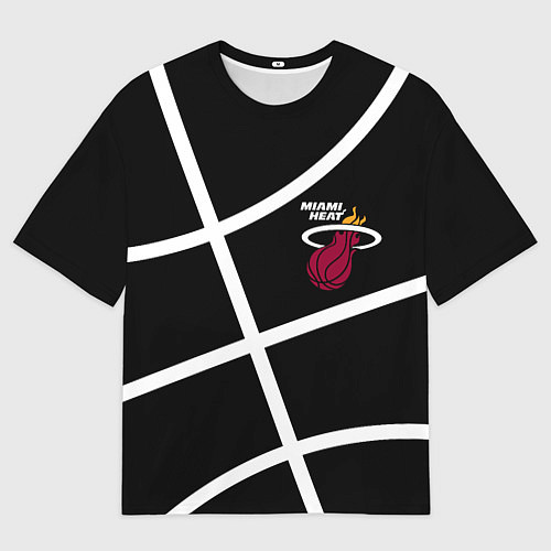 Мужская футболка оверсайз Майами Хит - баскетбольный линии / 3D-принт – фото 1