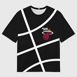 Футболка оверсайз мужская Майами Хит - баскетбольный линии, цвет: 3D-принт