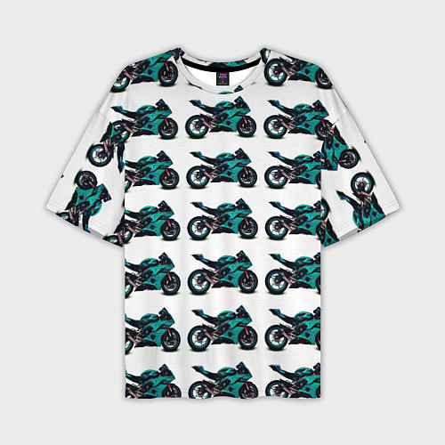Мужская футболка оверсайз Motorbike light blue / 3D-принт – фото 1