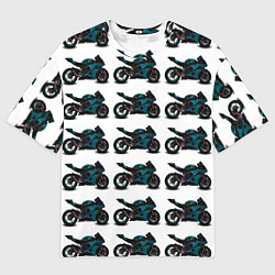 Мужская футболка оверсайз Motorbike blue