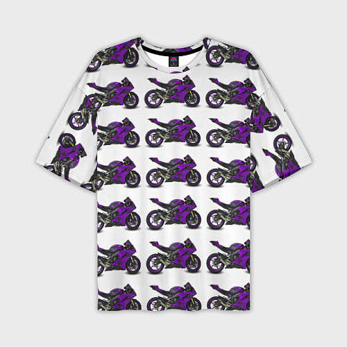 Мужская футболка оверсайз Motorcycle purple / 3D-принт – фото 1