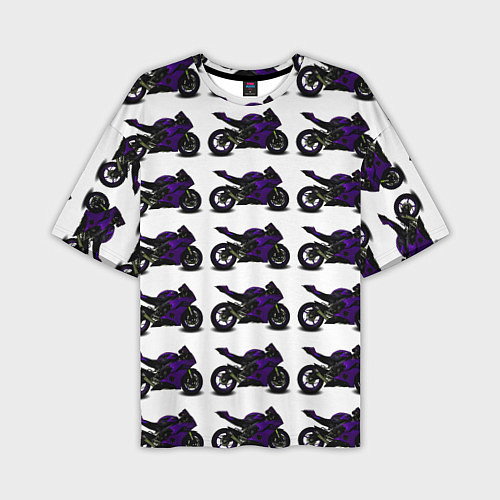 Мужская футболка оверсайз The motorcycle is dark purple / 3D-принт – фото 1