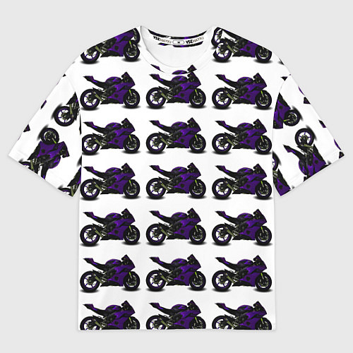Мужская футболка оверсайз The motorcycle is dark purple / 3D-принт – фото 1