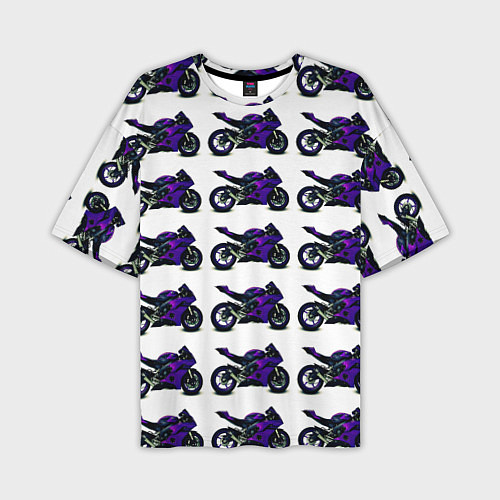 Мужская футболка оверсайз Motorcycle purple gloss / 3D-принт – фото 1