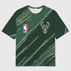 Мужская футболка оверсайз Милуоки Бакс - линии с потертостями