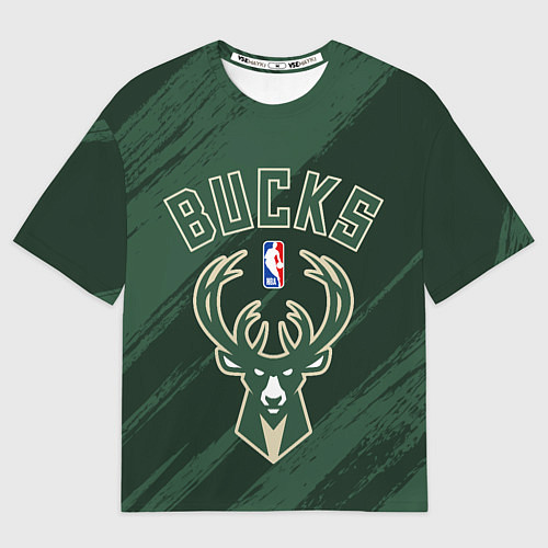 Мужская футболка оверсайз Милуоки Бакс - цвета команды / 3D-принт – фото 1